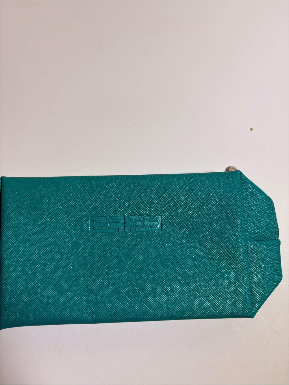 Teal Embossed Zip Pouch with Logo